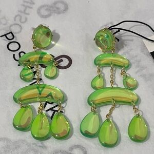 LELE SADOUGHI NWT AUTHENTIC Parakeet Raindrop green resin chandelier earrings
